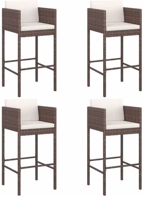 Berkfield Home Beautiful 5 Piece Brown Poly Rattan Garden Bar Set with Cushions – 1