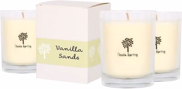 Nicola Spring Vanilla Sands Soy Wax Scented Candles, White, 160g, Pack of 3