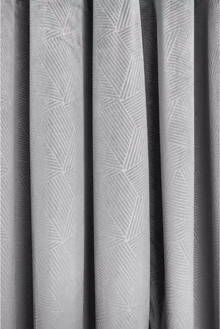 New Edge Blinds Deco Lined Geometric Eyelet Curtains in Grey and Gold, Width: 116 cm, Drop: 137 cm – 1