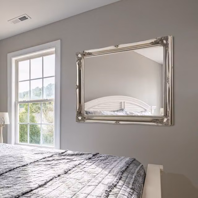 MirrorOutlet Antique Ornate Rectangular Wall Mirror in Silver, H 107 cm x W 76 cm