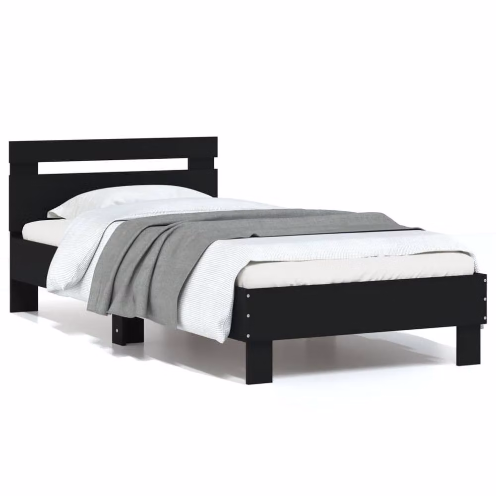 Berkfield Home Durable Bed Frame with Headboard, Black, W/D/H: 90 x 200 x 70 cm – 3
