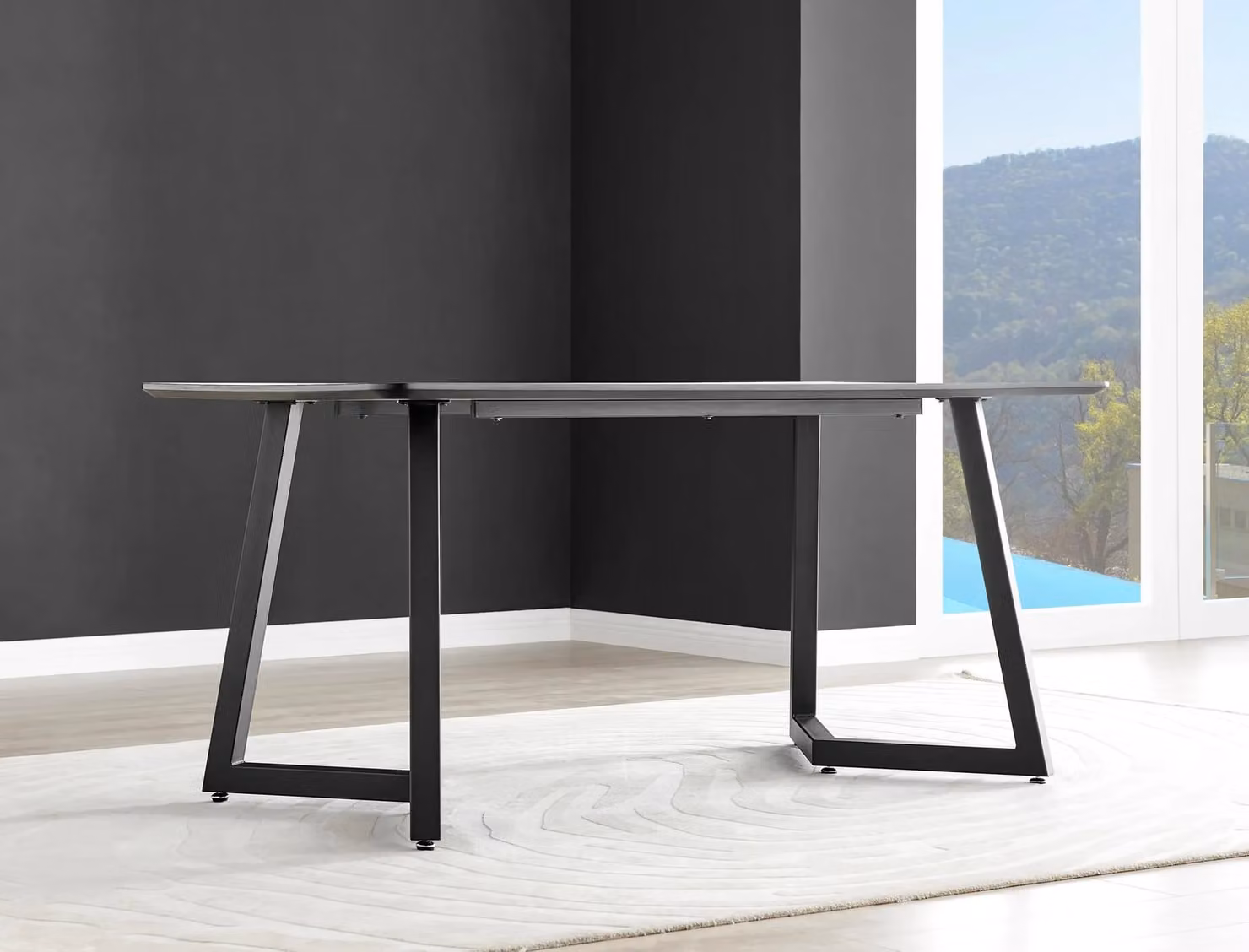 FurnitureboxUK Carson 160cm White Marble Effect Rectangular Dining Table with Black Metal Legs – 6