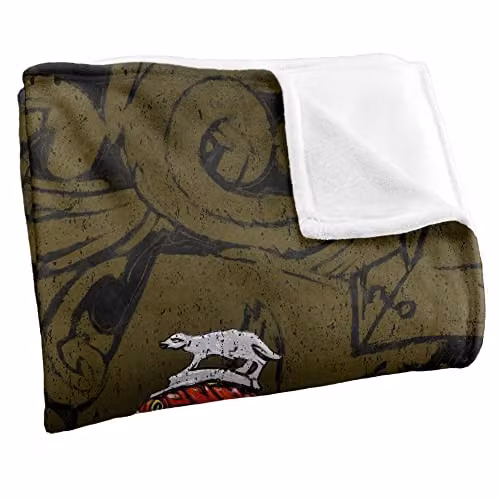 Warner Brothers Harry Potter Hufflepuff House Crest Fleece Blanket, W/D/H: 152 x 127 cm, White/Multicolour – 2