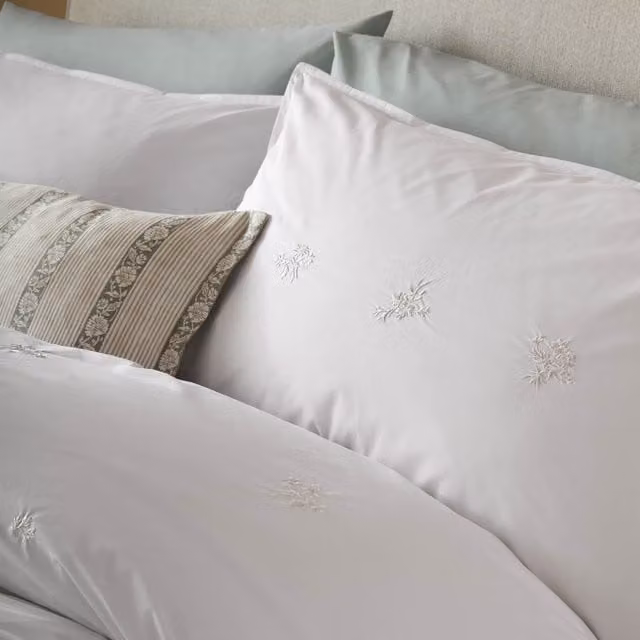 Laura Ashley Keeleigh Posy White Cotton Oxford Pillowcases, Pack of 2