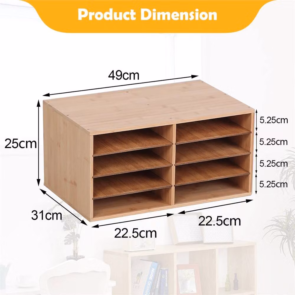 Nordara Bamboo A4 Desktop File Sorter and Office Document Organiser in Beige – 2