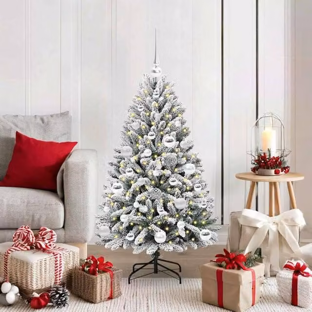 Berkfield Home Artificial Christmas Tree in Green and White, Height: 120 cm – 1