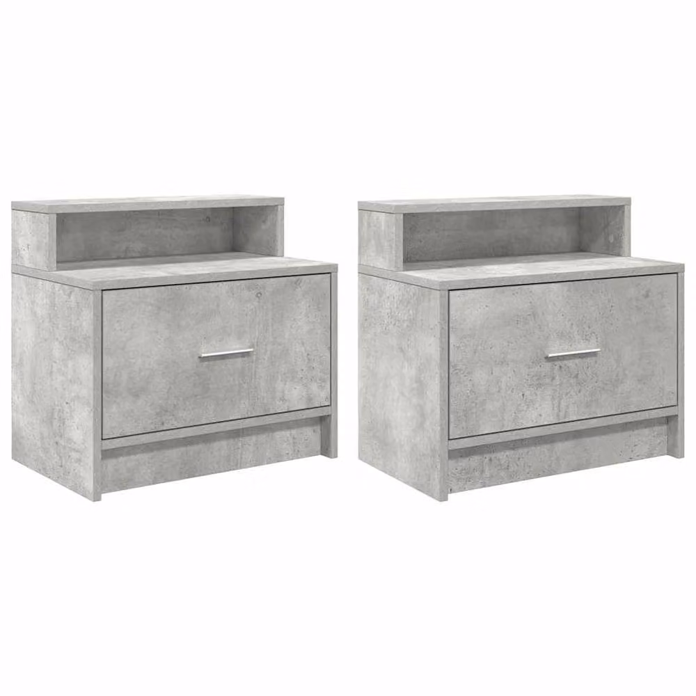 Berkfield Home Durable Bedside Cabinets with Drawer, 2 Pack, Concrete Grey, W: 51 cm, D: 31 cm, H: 47 cm – 2