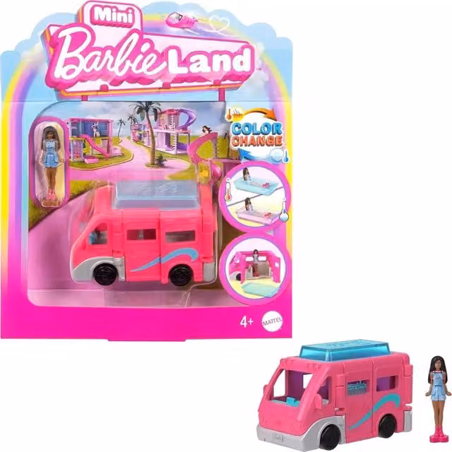 Mattel Barbie DreamCamper Mini Land Playset with Toy Vehicle and Doll in Pink