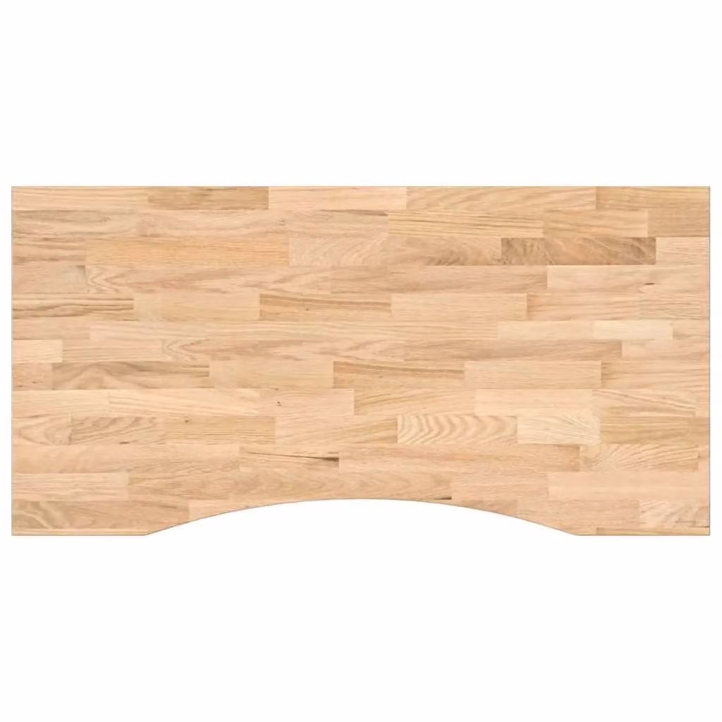 Berkfield Home Rectangular Solid Oak Wood Desk Top, Untreated, Brown, W: 100 cm, D: 50 cm, H: 2.5 cm