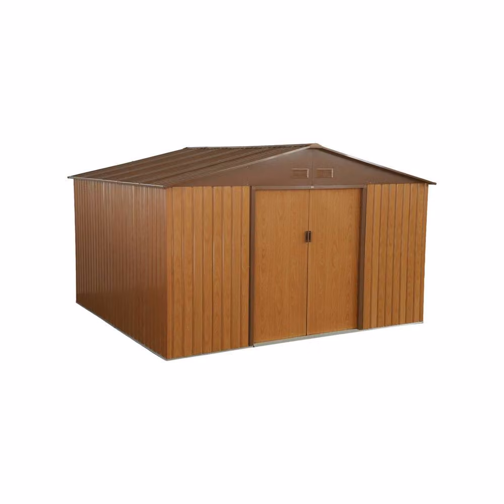 Sweek 10.85 m2 Metal Garden Shed with Two Sliding Doors in Brown – 2