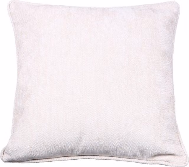 Divante Alden Square Chenille Cushion in Beige and White