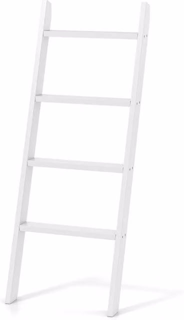 Kelvenix 4-Tier White Wooden Blanket Ladder, Height: 137 cm