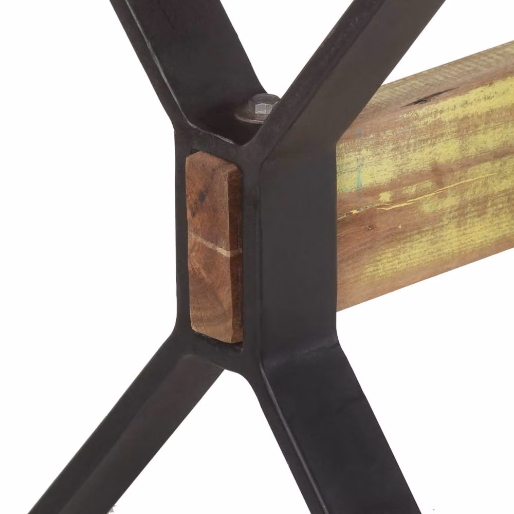 Berkfield Home Rectangular Industrial Dining Table in Multicolour Reclaimed Teak and Mango Wood, W/D/H: 140 x 70 x 76 cm – 3