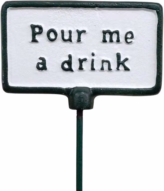 Gifts Direct 2 U Pour Me A Drink Metal Garden Stake Plant Sign in White – 1