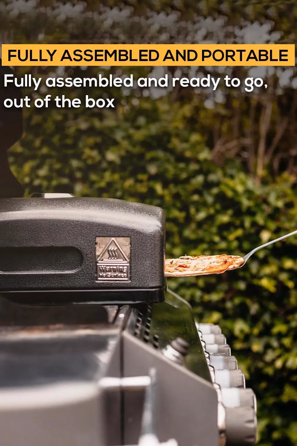 Haven Portable Mini Outdoor BBQ Pizza Oven with Ceramic Stone and Built-in Thermometer in Black and Silver, W/D/H: 40 x 35 x 16 cm – 7