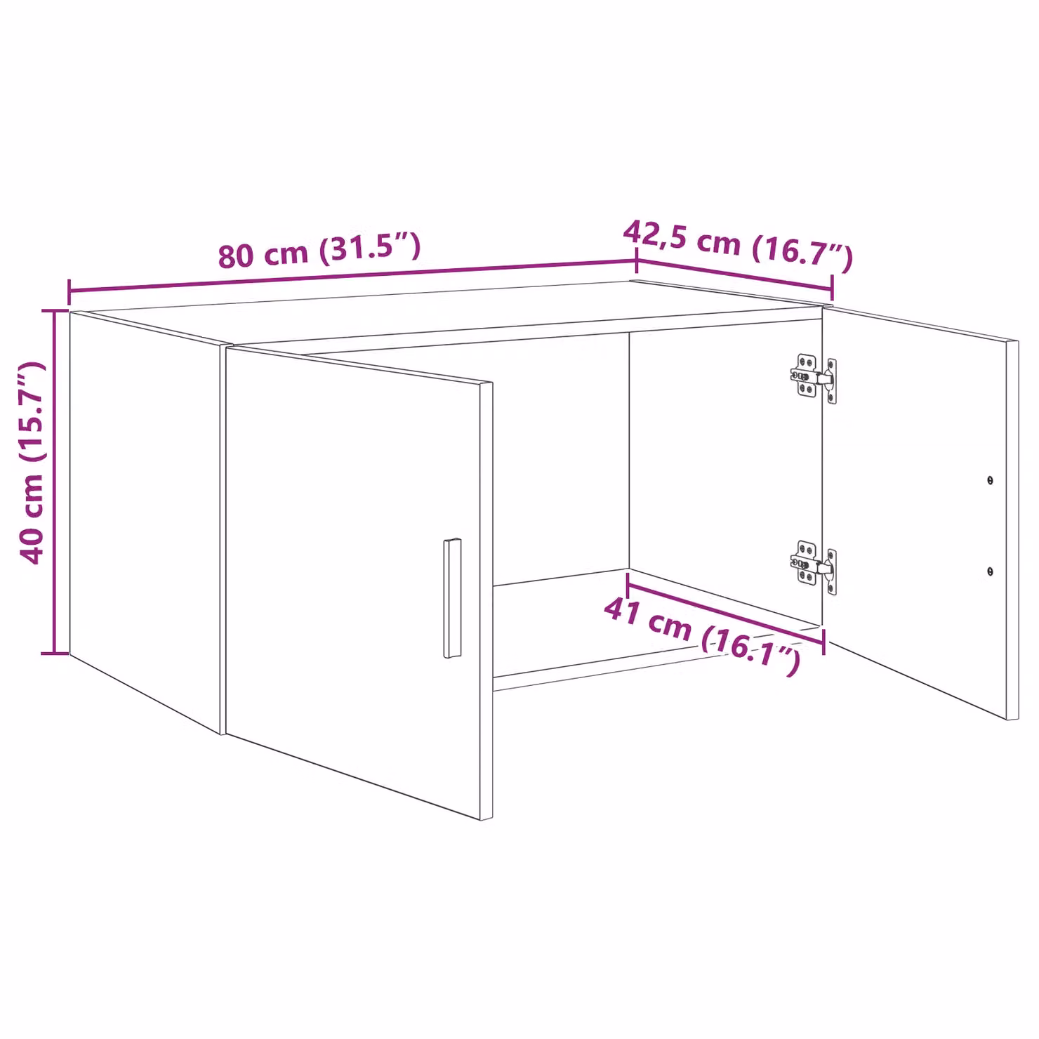 Berkfield Home Wall Cabinet in Brown Old Wood, W/D/H: 80 x 42.5 x 40 cm – 4