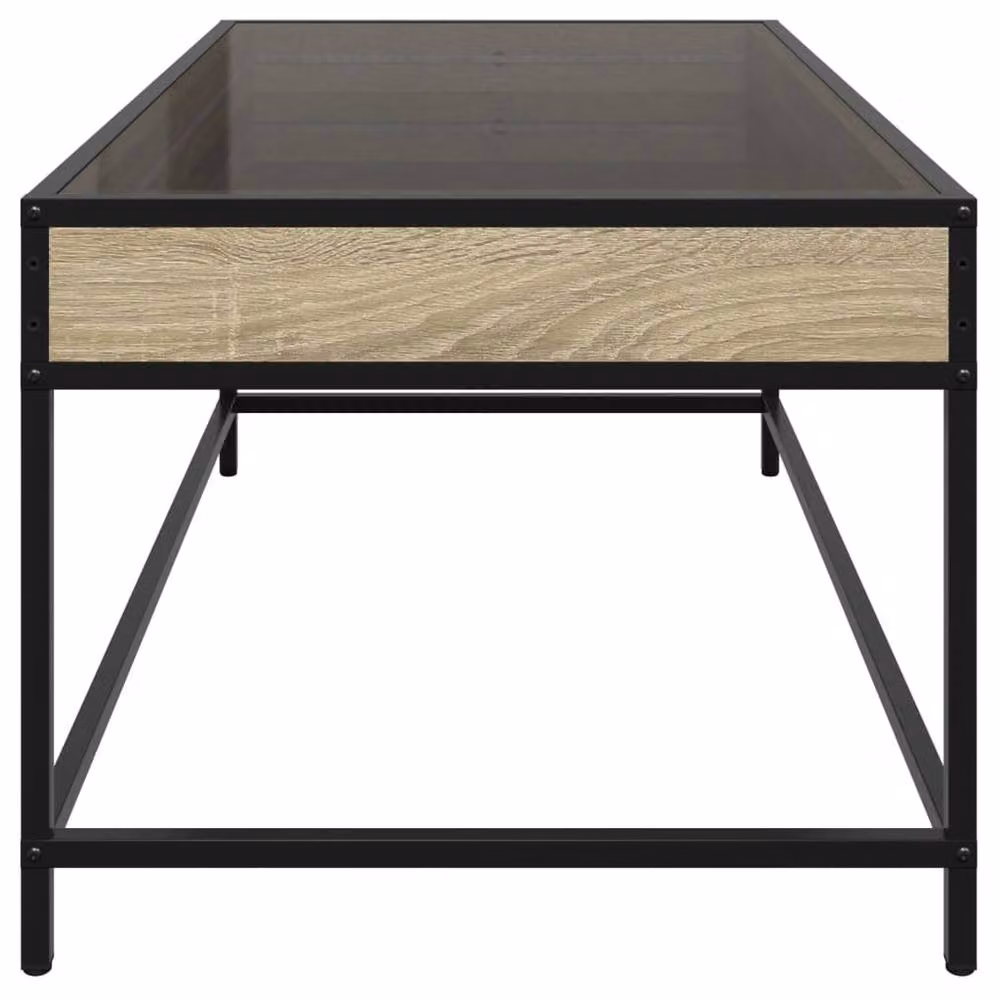 Berkfield Home Infinity LED Decorative Coffee Table in Sonoma Oak and Brown, W: 90 cm, D: 50 cm, H: 41 cm – 4