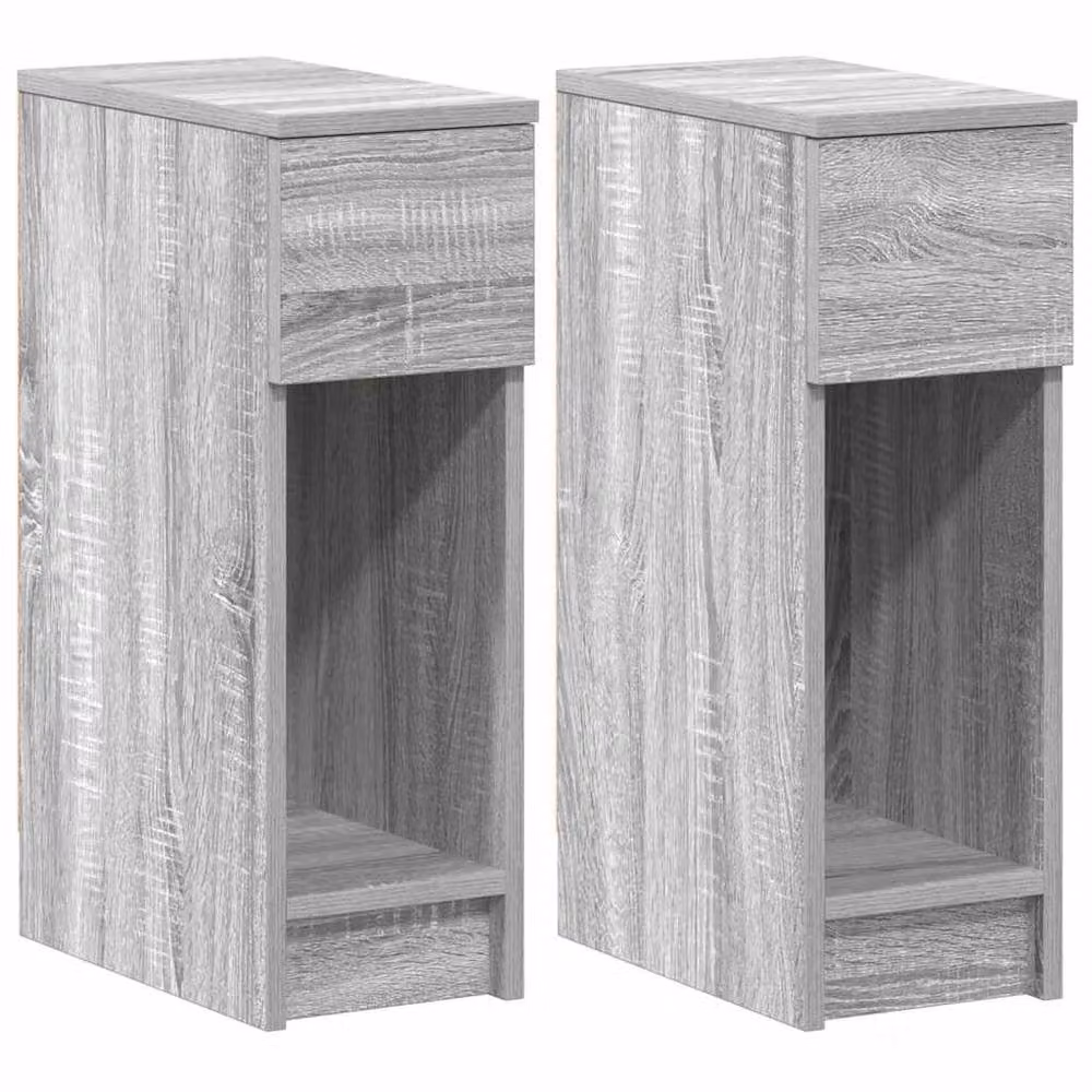 Berkfield Home Durable Bedside Cabinets with Drawer, 2 Pack, Grey Sonoma, W: 20 cm, D: 36 cm, H: 60 cm – 2