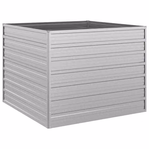 vidaXL Galvanised Steel Raised Bed in Silver, W/D/H: 100 x 100 x 77 cm – 1