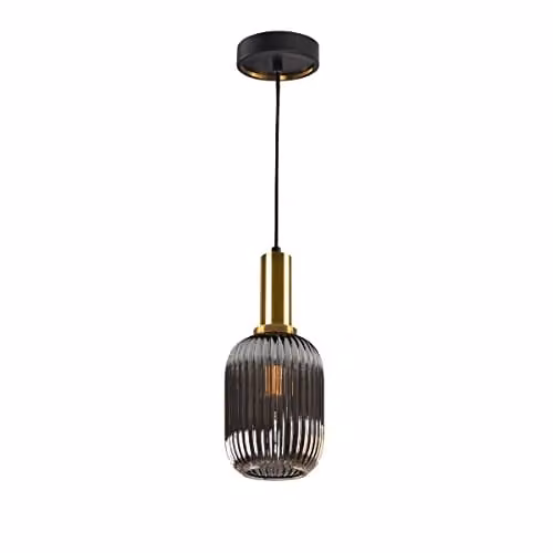 Schuller Norma Globe Pendant Ceiling Light in Black and Brass with Transparent Glass and E27 Socket – 1