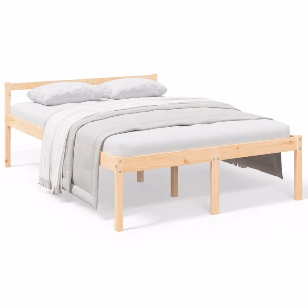 Berkfield Home Small Double Solid Wood Pine Bed Frame, Brown, W/D/H: 120 x 190 cm – 2