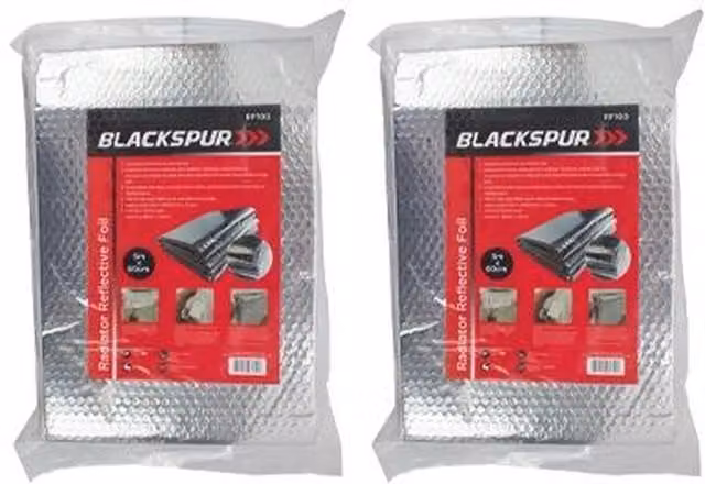 Blackspur Self-Adhesive Reflective Radiator Foil with Insulation, Silver, Pack of 2, W: 60 cm x L: 5 m