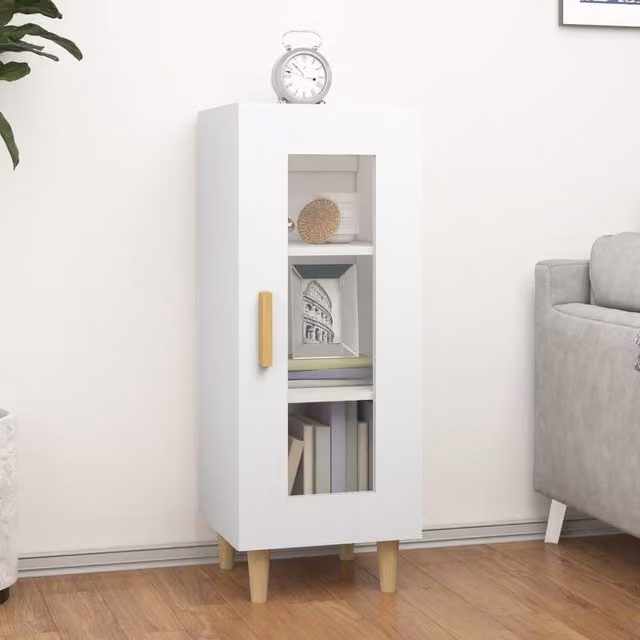 Berkfield Home White Scandinavian Sideboard in Matt Engineered Wood, W/D/H: 34.5 x 34.5 x 90 cm