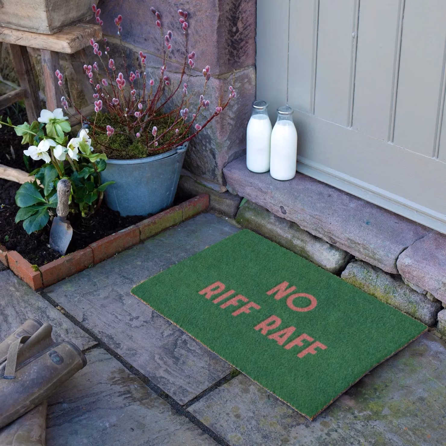 Artsy Mats No Riff Raff Doormat in Brown and Green, W: 60 cm, D: 40 cm – 2