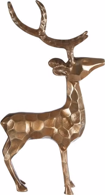 Orsina Gold Finish Metal Floor Standing Stag Sculpture – 1