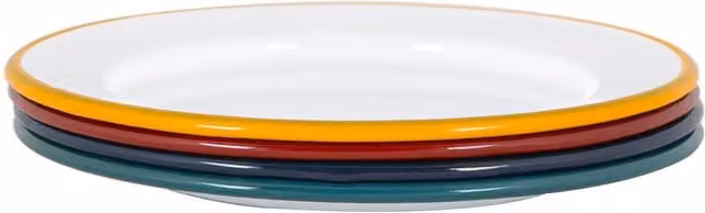 Argon Tableware Enamel Side Plates in White and Multicolour, Diameter: 20 cm
