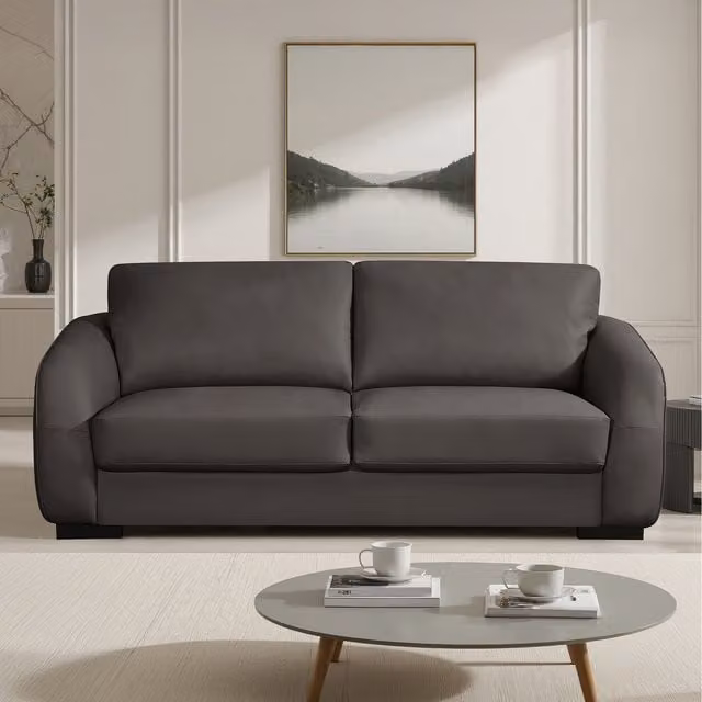Artemis Home Brandon 3 Seat Modern Sofa in Brown Bonded Leather