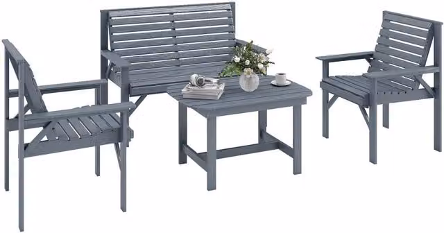 Outsunny 4 Seater Garden Furniture Sofa Set with Grey Fabric Cushions