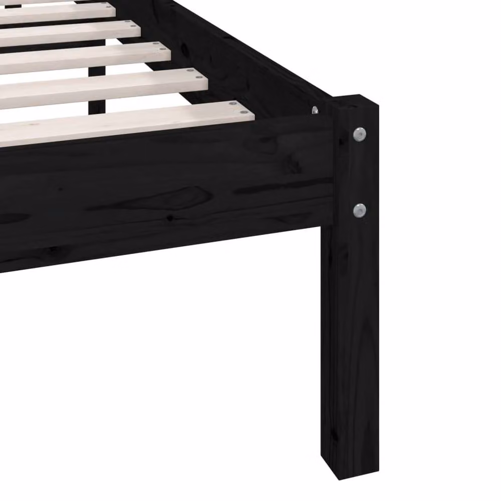 Berkfield Home Small Double Solid Wood Bed Frame in Black, W/D/H: 120 x 190 cm – 6