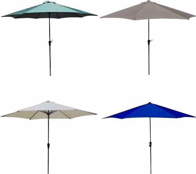 NESTLUNE Green Garden Parasol Umbrella with Central Pole, H 270 cm x W 100 cm x D 15 cm – 1