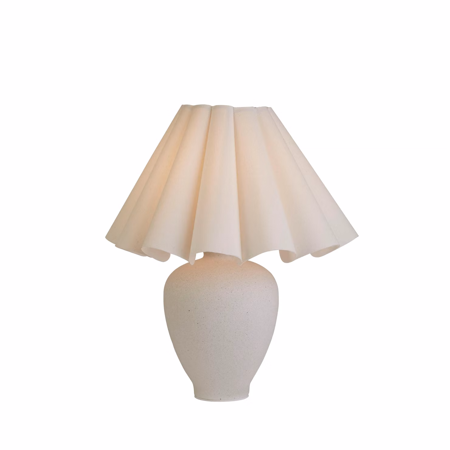 Lighting Collection Ceramic Table Lamp with Scallop Edge Shade in White – 2