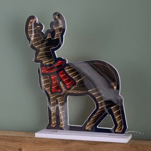 Samuel Alexander 40cm Reindeer Christmas Infinity Light with Red and White LEDs – 3