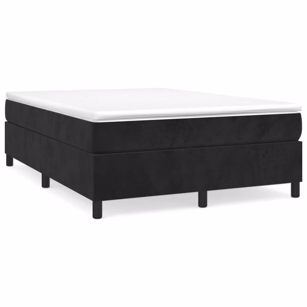 Berkfield Home Upholstered Velvet Box Spring Bed Frame in Black, W/D/H: 135 x 190 cm – 2