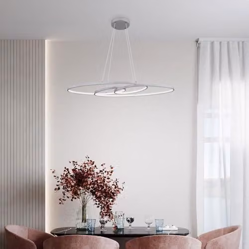 Globo Lighting Modern Silver Aluminium LED Ring Pendant Light with CCT Memory, 39 W, 2200 lm, W/D/H: 36 x 36 x 120 cm – 2