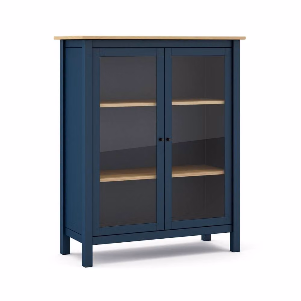 CALICOSY Misti 2-Door Glass Display Cabinet in Blue, W90 x H110 cm – 3