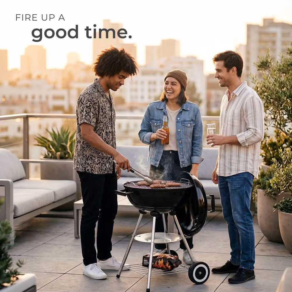 tectake Charcoal Kettle Grill in Black and Multicolour with 2 Wheels and Removable Ash Tray, Diameter: 41.5 cm – 7