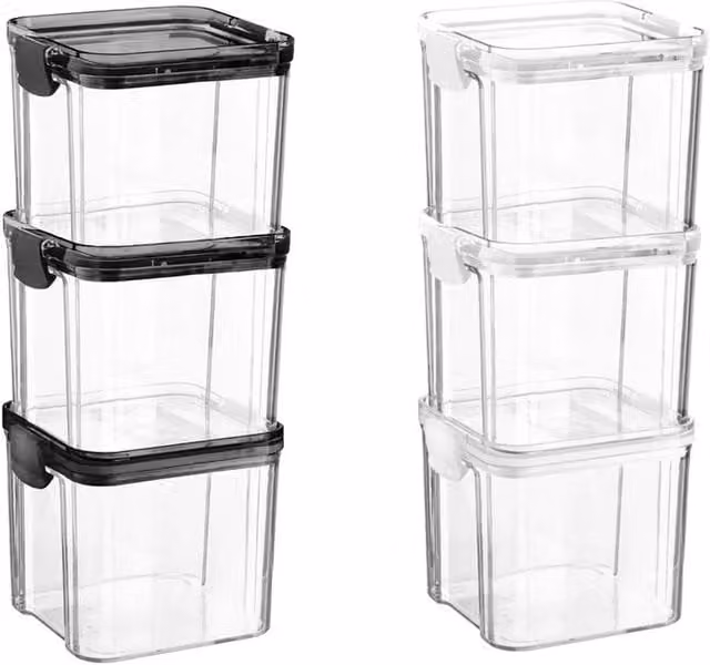 Argon Tableware 3-Piece Black and Transparent BPA-Free Plastic Food Storage Container Set – 1
