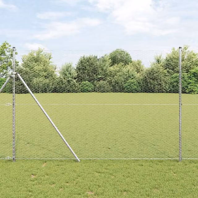Berkfield Home Hexagon Fence in Silver Galvanised Steel, H: 150 cm x W: 50 m – 1