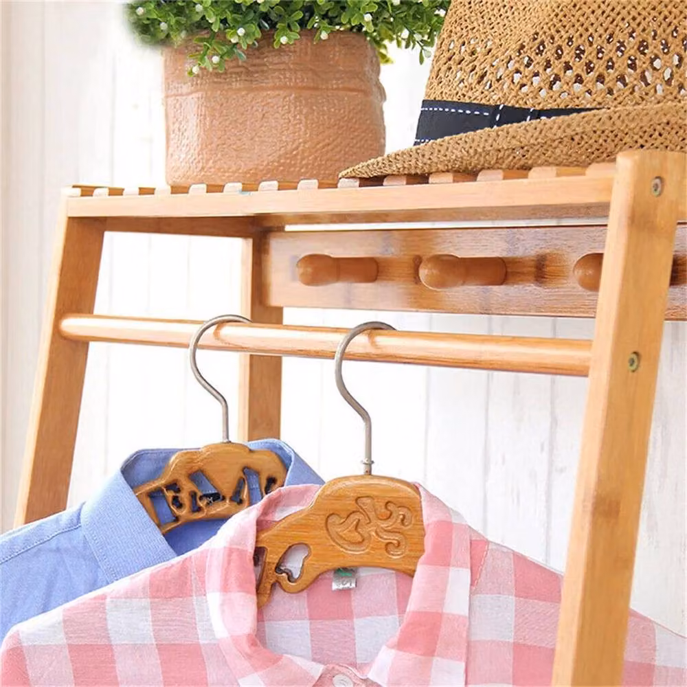 PAWNORA Bamboo Wardrobe Ladder Clothes Rack in Natural Wood, W/D/H: 80 x 43.5 x 165 cm – 3