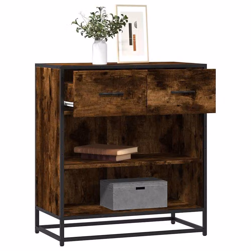 Berkfield Home Smoked Oak Sideboard in Brown, W/D/H: 68 x 35 x 76 cm – 2