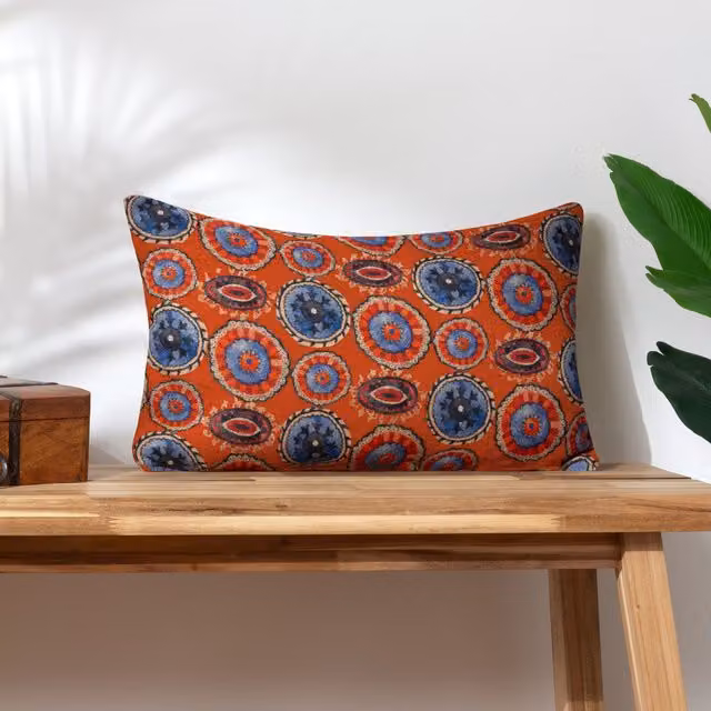 Wylder Tropics Akamba Tribal Abstract Decorative Cushion in Orange, W/H: 50 x 30 cm