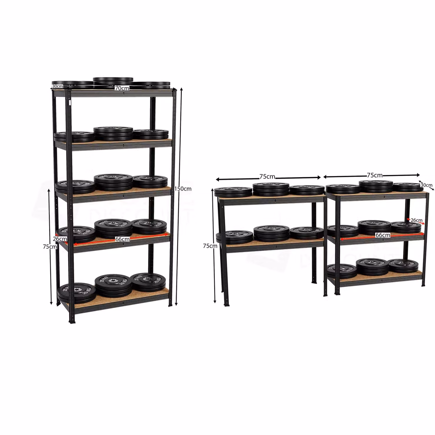 Home Discount Home Vida Set of 3 Heavy Duty 5 Tier Garage Shelves and Work Benches in Black, W: 150 cm, D: 70 cm, H: 150 cm – 2