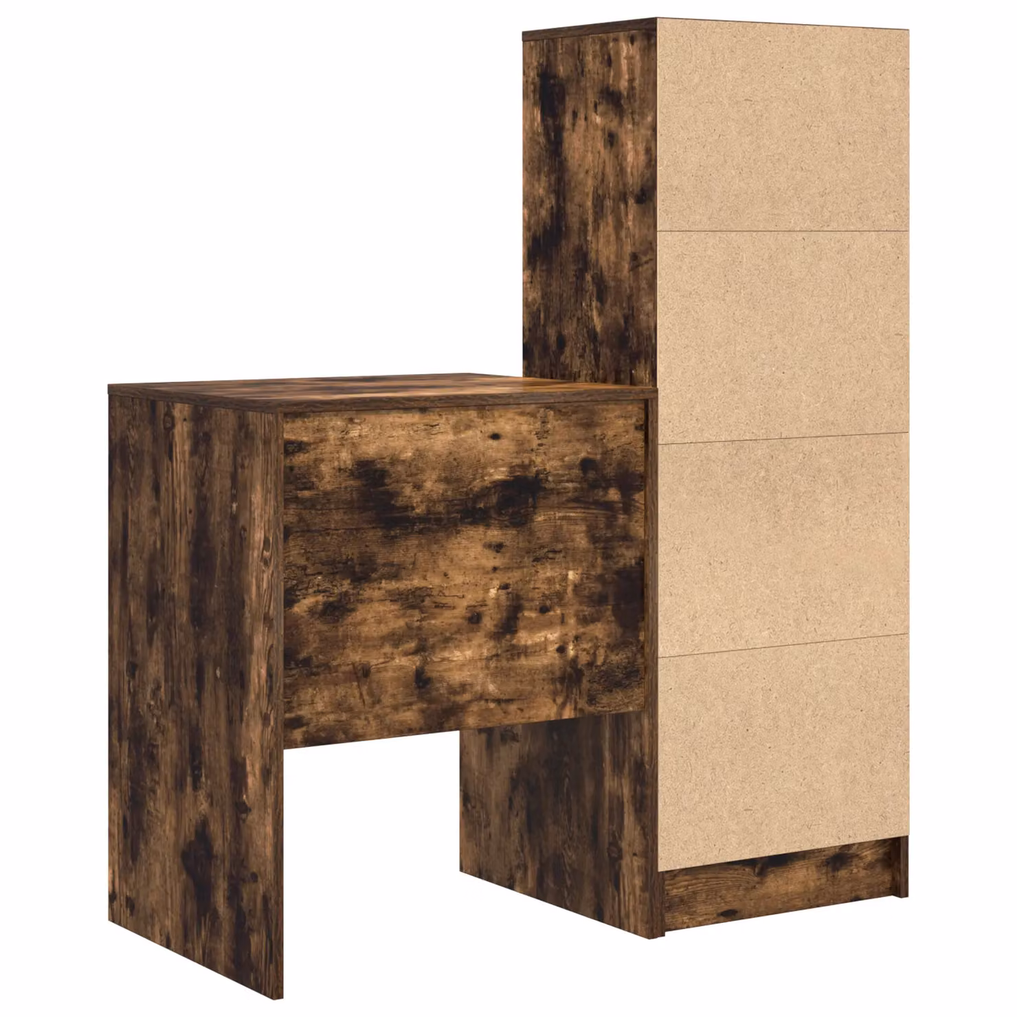 Berkfield Modern Writing Desk with Storage in Smoked Oak and Cream – 4