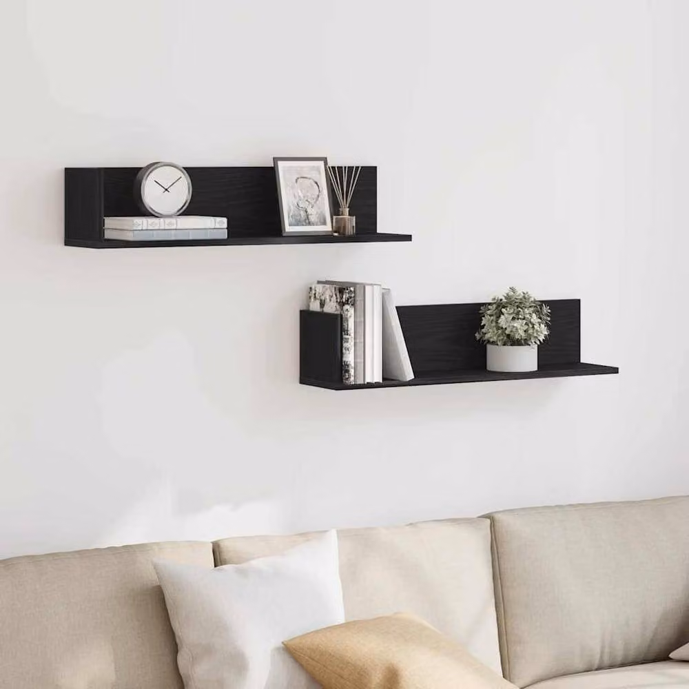 Berkfield Home Wall Mounted Shelves, 2 Pack, Black, W: 75 cm, D: 16.5 cm, H: 16.5 cm – 3