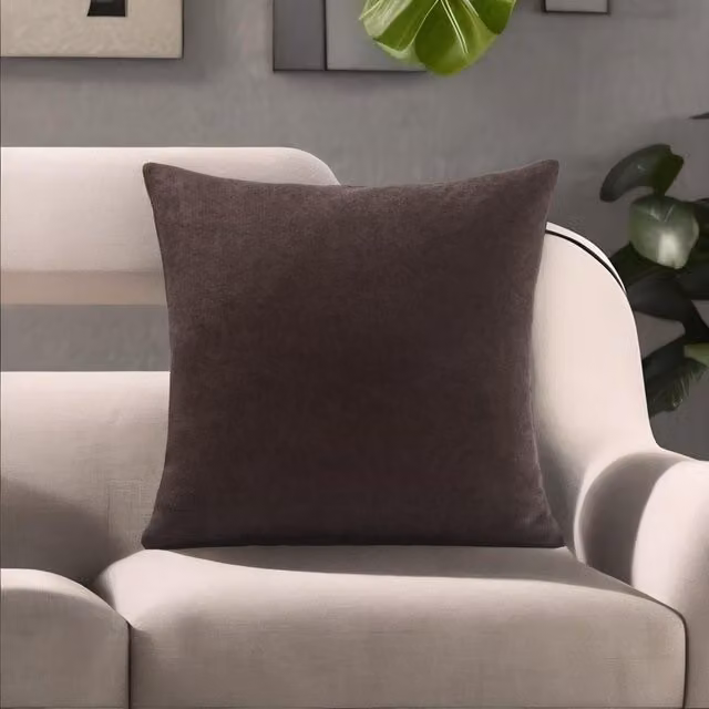Alan Symonds Velvet Chenille Square Cushion in Brown, W/D/H: 45 x 45 x 45 cm – 2