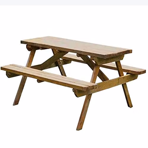 Cerland Rustic Brown Wooden Picnic Table with Bench, W: 150 cm, D: 152 cm, H: 75 cm